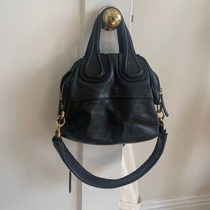 Givenchy authentic black leather nightingale tote handbag